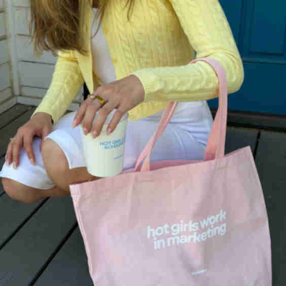 'Hot Girls Work in Marketing' Tote Bag