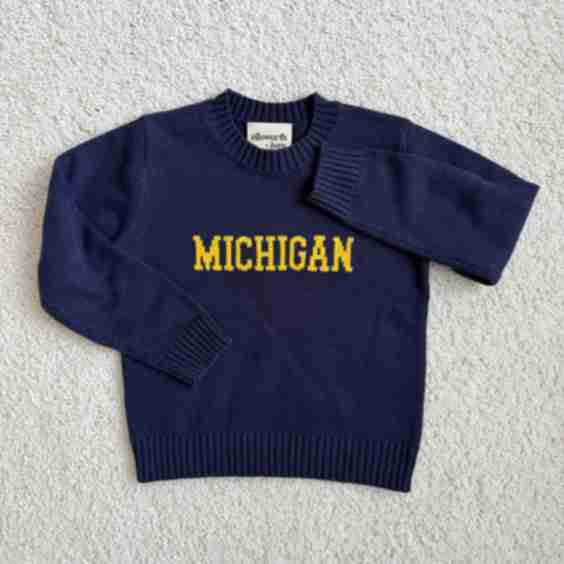 Michigan Block Letters Knit Sweater