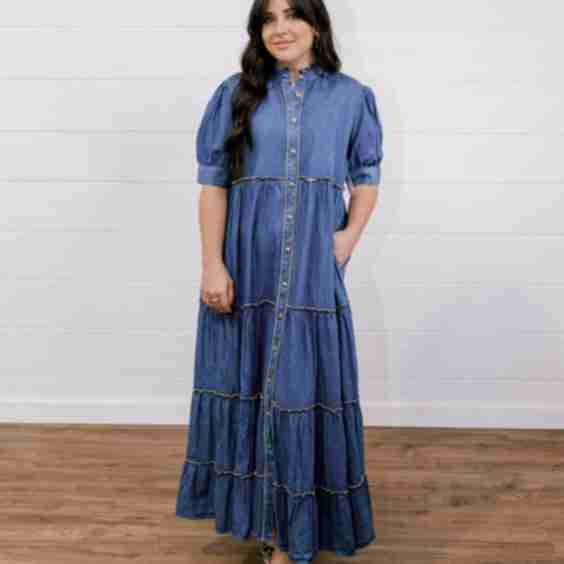 Reba Dress- Denim-TKS Collab