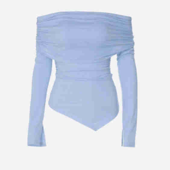 Asymmetric Ruched Off Shoulder Top