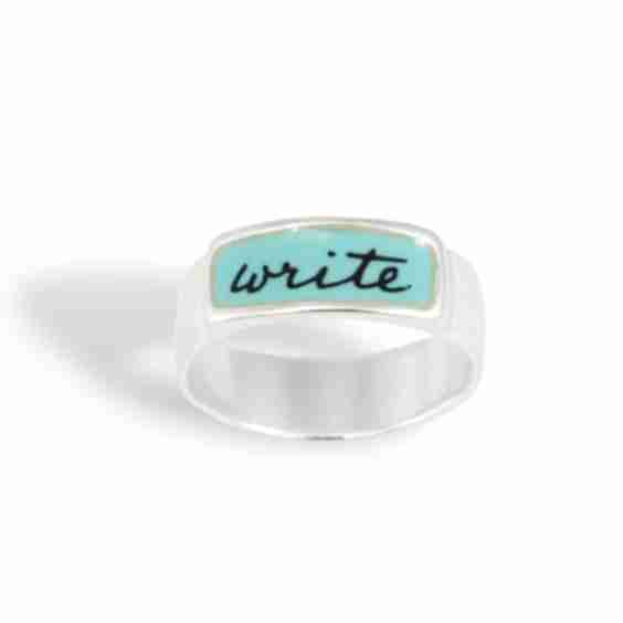 Sterling Silver and Enamel Write Band Ring