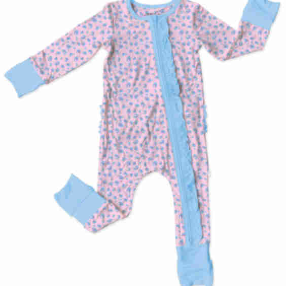  Lillian Leopard Bamboo Ruffle Convertible Footie 