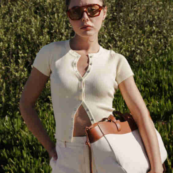 Raya Short Sleeve Button Down Knit Top