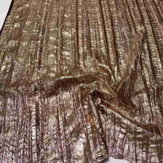 Slightly Pleated Textured Lurex Blend Lamé Fabric