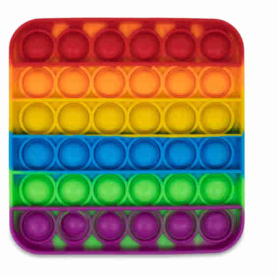 Bob Gift Pop Fidget Toy Silicone Bubble Popping Game Rainbow Square