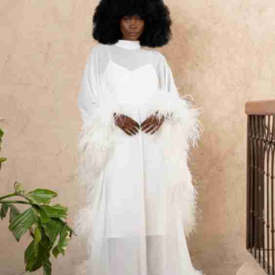 Feather Cape Manat Dress