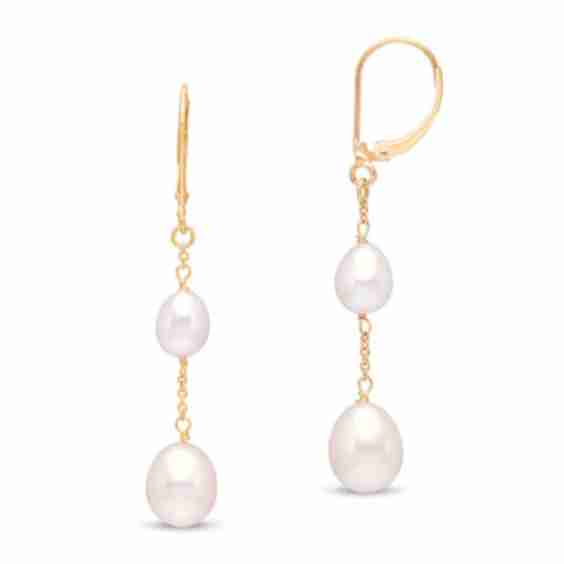 Doubledrop Cultured Pearl Earrings