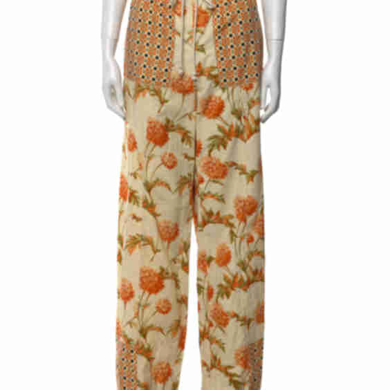 Floral Print Wide Leg Pants (Pre-Owned)