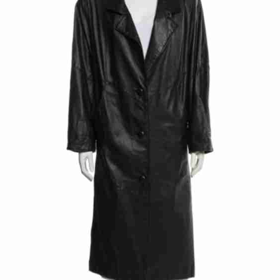 Pointed Collar Leather Coat