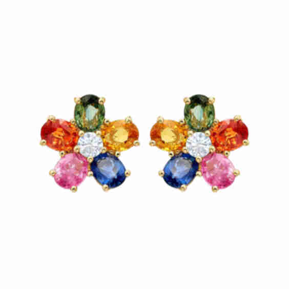 Wildflower Multi Colored Sapphire Mini Stud Earrings