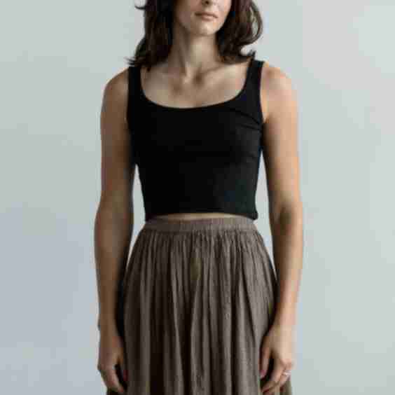 Crop Pointelle Scoop Tank Top 
