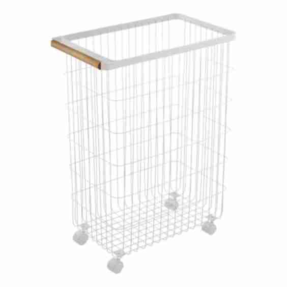 Rolling Wire Basket 24" Steel + Wood