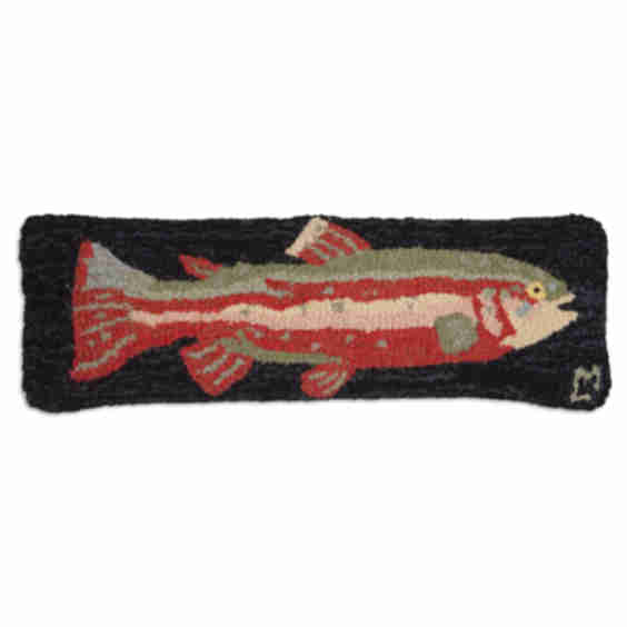 Steelhead Trout Hooked Wool Pillow
