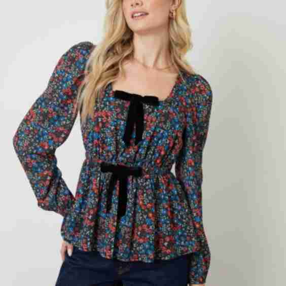 Bow Detail Square Neck Blouse