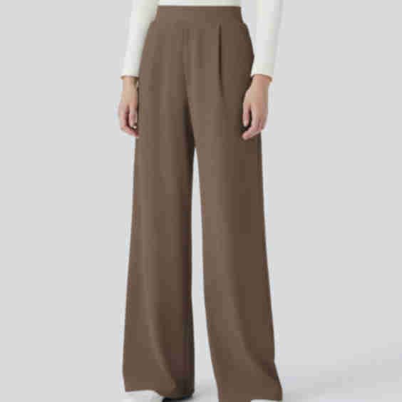 Flex High Waisted Body Sculpt Waist-Slimming Pocket Wide Leg Micro Waffle Women Suit Work Pants