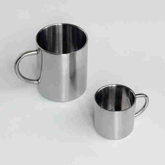 Double Layer Glossy Stainless Steel Cups