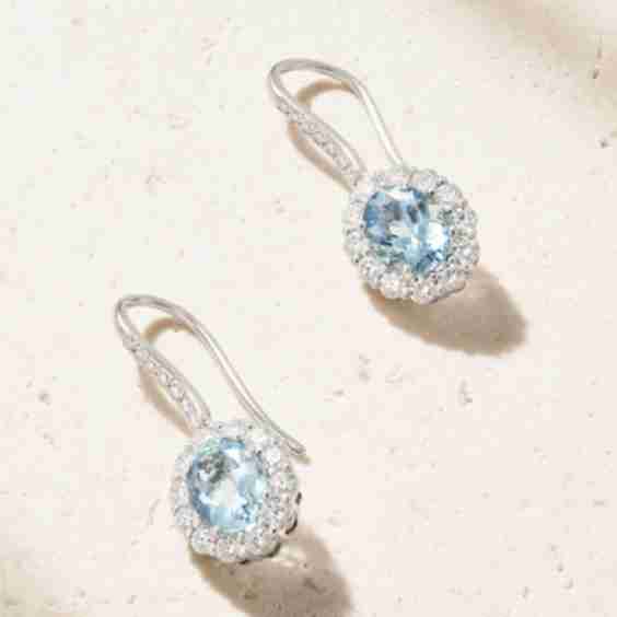 Platinum Aquamarine and Diamond Earrings