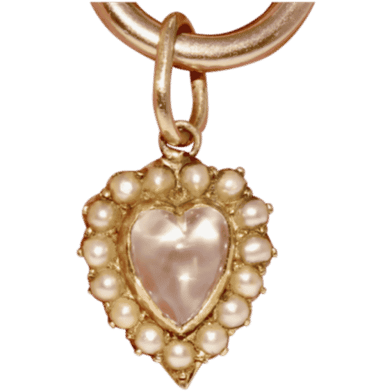 Antique Victorian Moonstone Seed Pearl Heart Pendant Charm