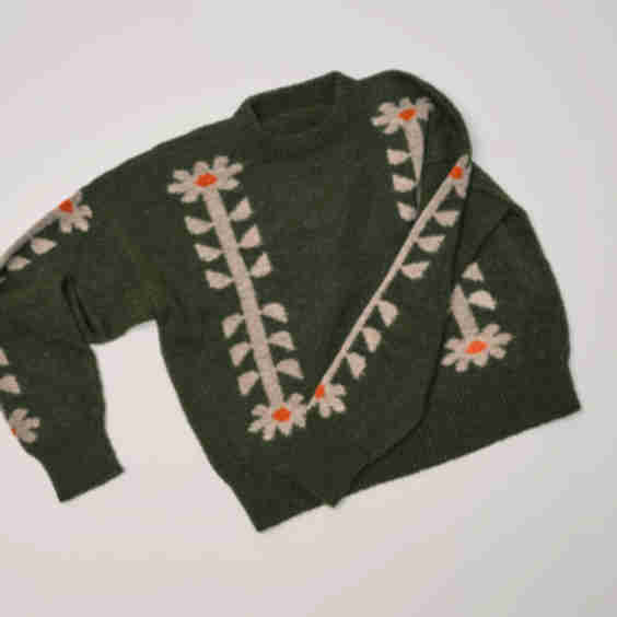 Moss Flower Power Sweater