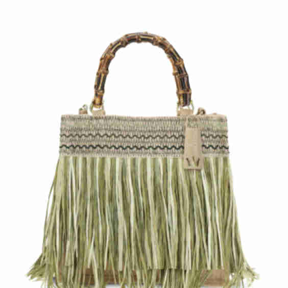 Medium Calla Fringed-Details Bamboo-Handle Tote Bag