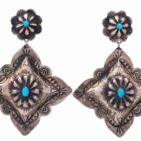 Kingman Turquoise Concho Earrings