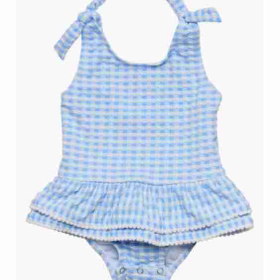 Seaside Gingham Skirt Swimsuit