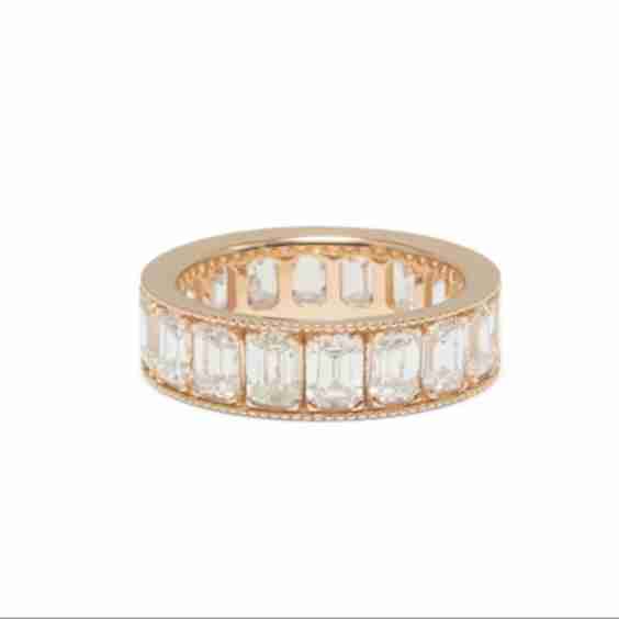 Emerald Cut Diamond Heirloom Band with Diamonds Ring
