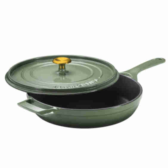 12" Enameled Cast Iron Skillet with Lid