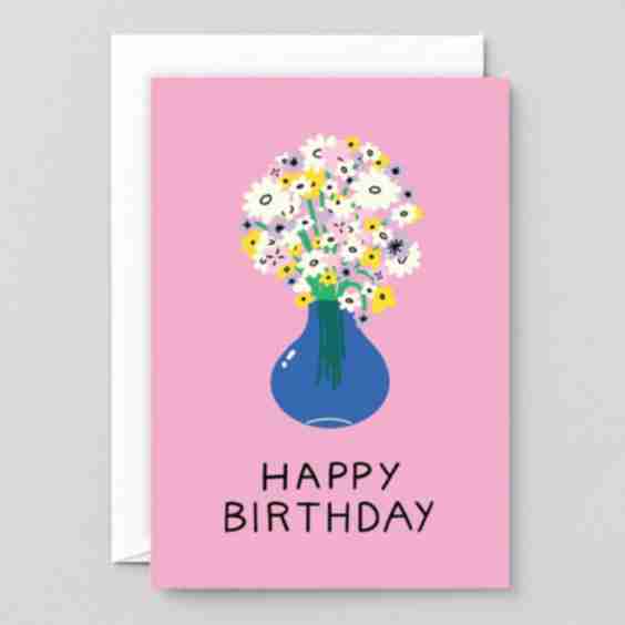 Birthday Flowers In Vase Greeting Card