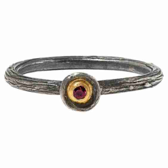 Stacking Stacker Tiny Ruby Textured Ring