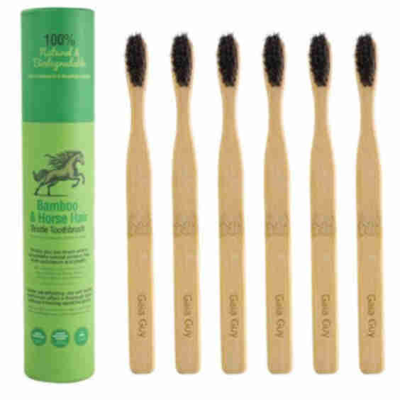 Natural Bamboo and Horsehair Bristle Toothbrush 6 Pack