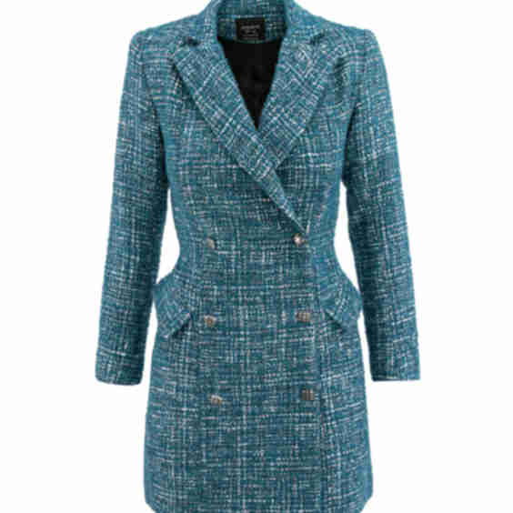 Double Breasted Boucle Blazer Dress