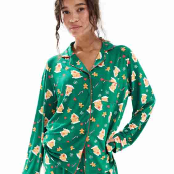 Pyjama Set With Button Down Shirt And Long Pants