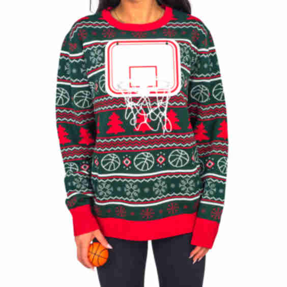 Basketball Net 3D Ugly Christmas Sweater