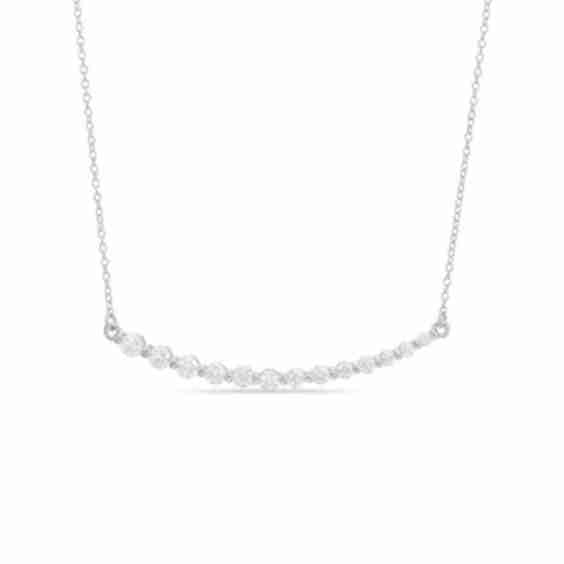 Lab-Created Curved Bar Sterling Silver Necklace