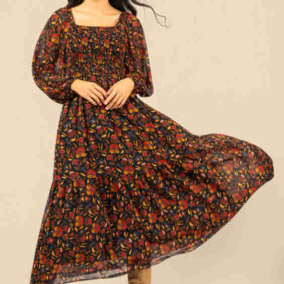 Mountain Crow Floral Maxi Dress - Navy