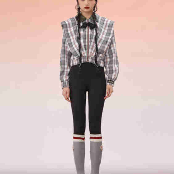 Plaid Cropped Top Coat