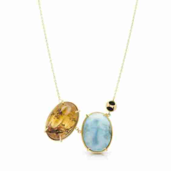 Minute Amber & Larimar Pendant