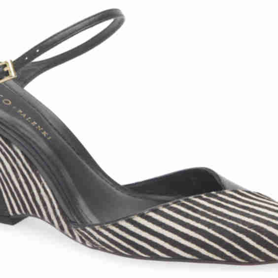 Paxt Genuine Calf Hair Ankle Strap Pump