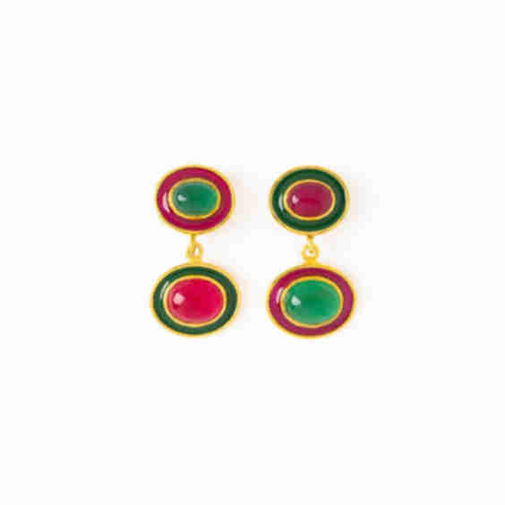 Betty Semi-Precious Mixed Stone and Enamel Drop Earrings