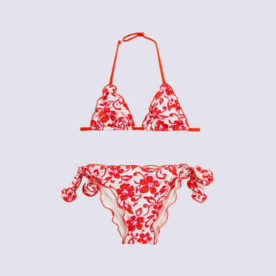 Girls Bikini With Hibiscus Print Sk 23