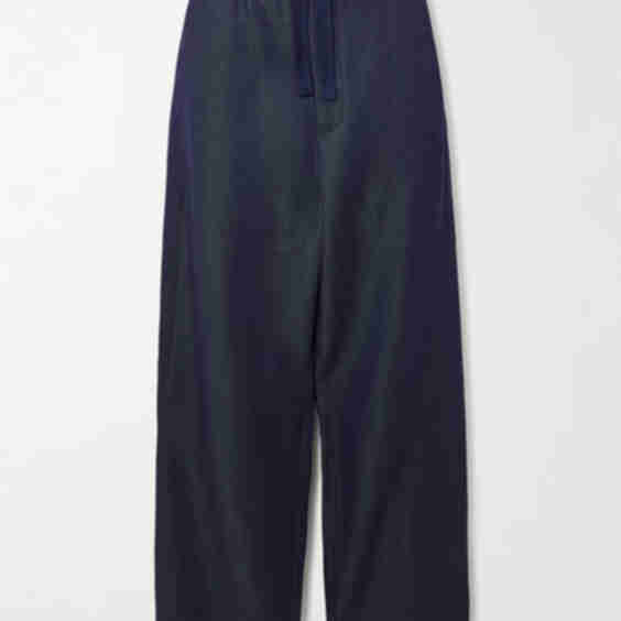 Wool Blend Twill Wide Leg Pants