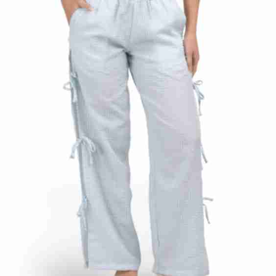 Side Tie Gingham Pants