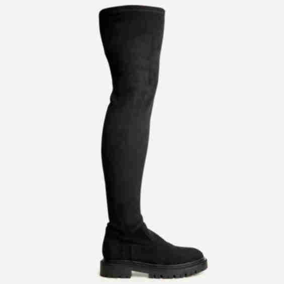 Sonny Stretch Faux Suede Over The Knee Long Boot With Chunky Sole