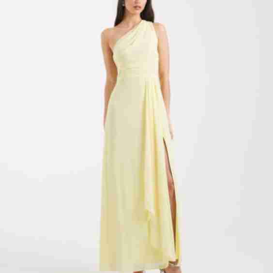 Asymmetrical Slit Chiffon Bridesmaid Maxi Dress