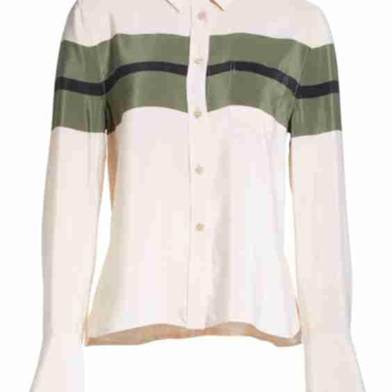 Huntley Stripe Block Silk Blouse