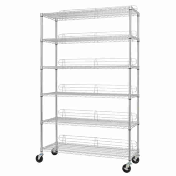 EcoStorage 6-Tier | 48x18x72 | Commercial Wire Shelving | NSF | w/ Backstands & Wheels
