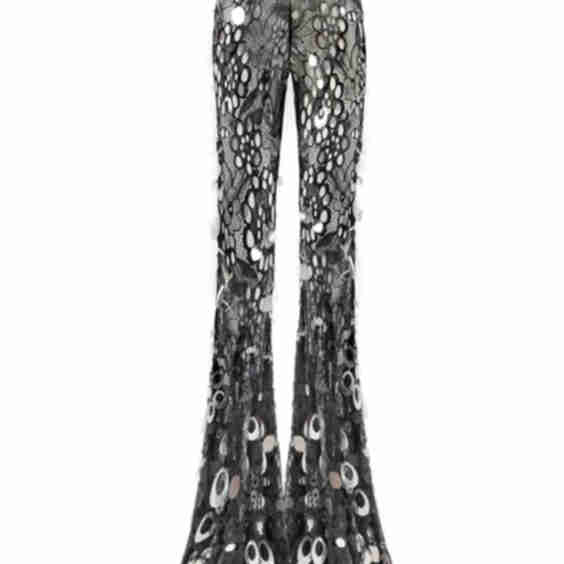 Lace Transparent Pants Embellished With Sequins