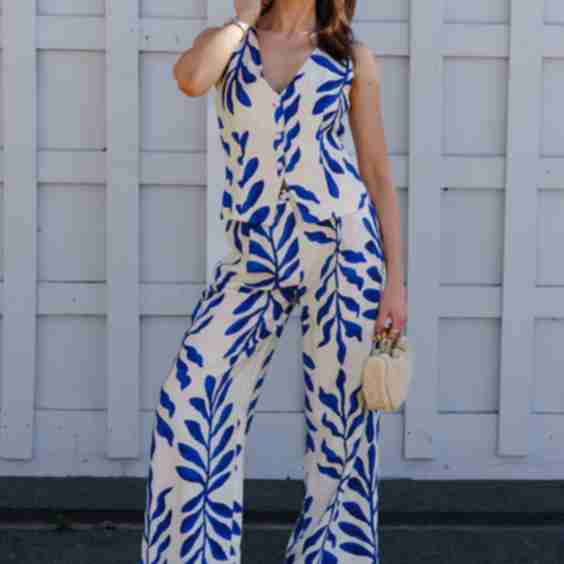 Bliss Sleeveless Top And Wide Leg Pants Set 