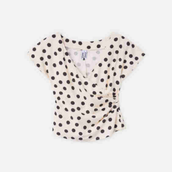 Top with Black and White Polka Dot Print